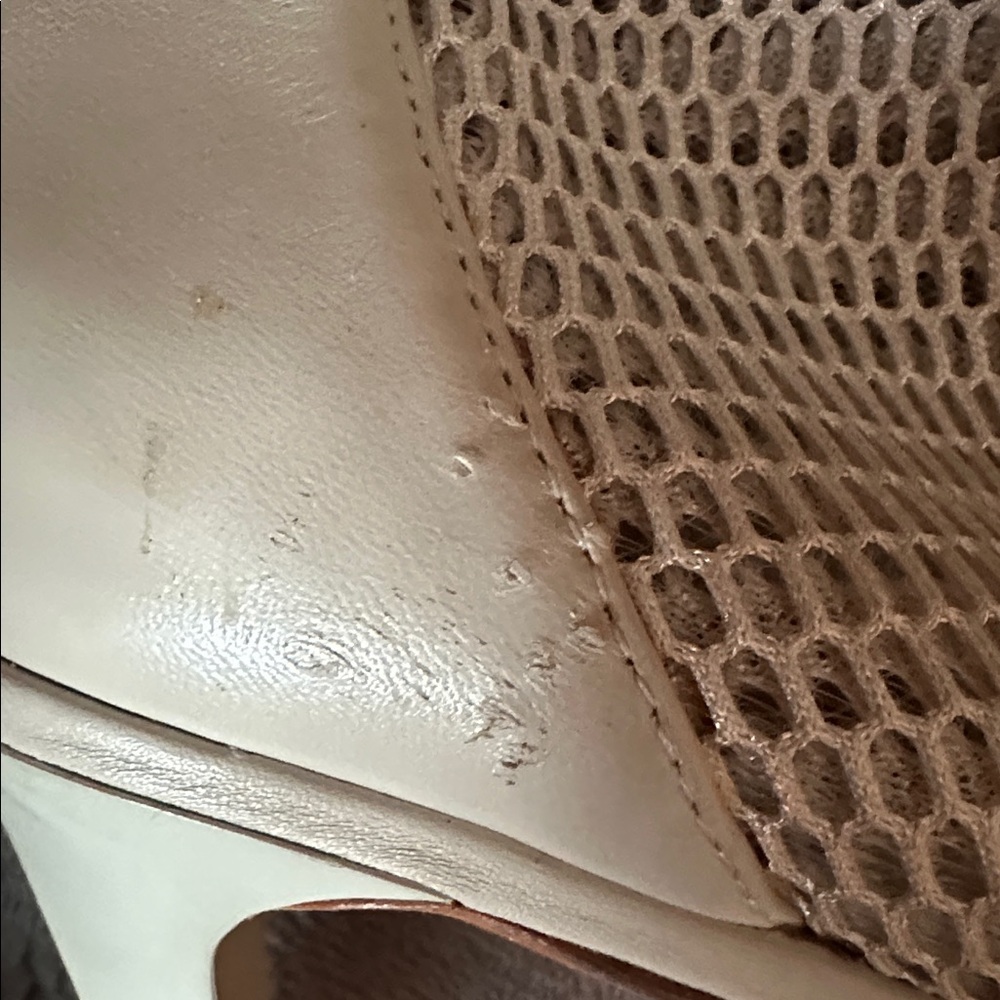 BCBGMaxAzria Beige Mesh Ankle Bootie Heels - Picture 9 of 13